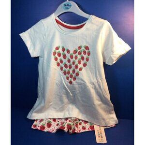 Girls 24- 36 Month Heart and Strawberry Short Set Valentine's Day Sweet 1061